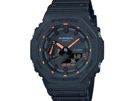 Men s Watch Casio G-Shock OAK - NEON ORANGE INDEX Black (Ø 45 mm) Online Hot Sale