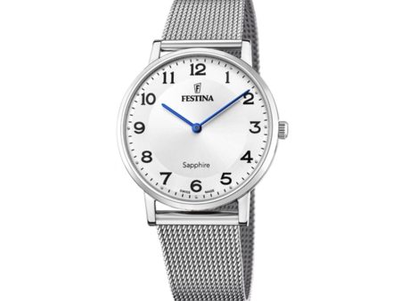 Men s Watch Festina F20014 5 White Silver Sale